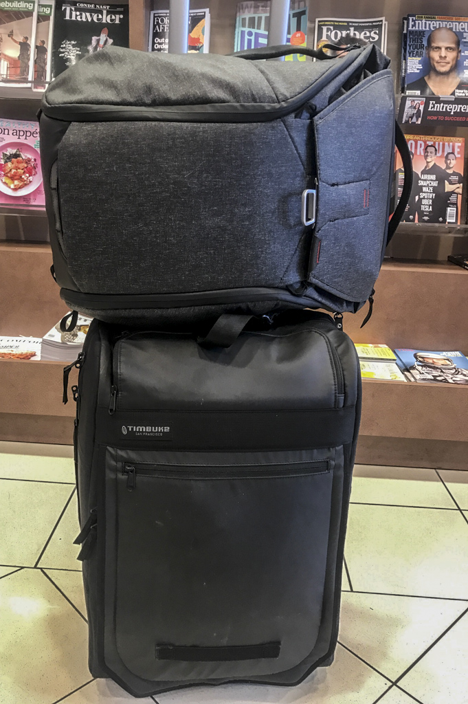 Peak Design Everyday Backpack on top of suitcase