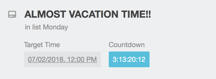 Countdown to vacation